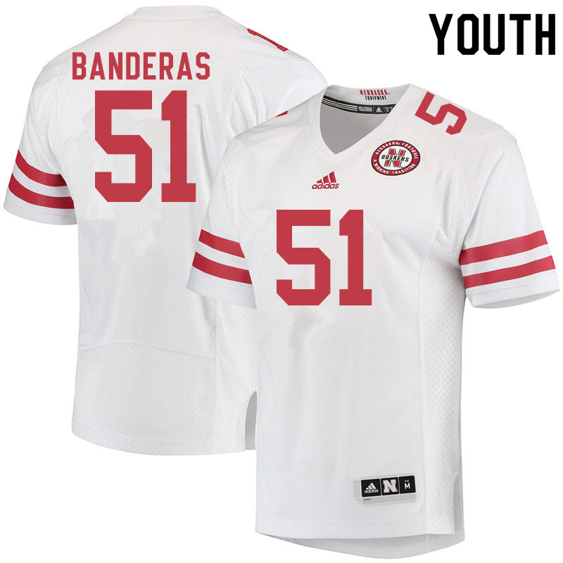 Youth #51 Anthony Banderas Nebraska Cornhuskers College Football Jerseys Sale-White - Click Image to Close